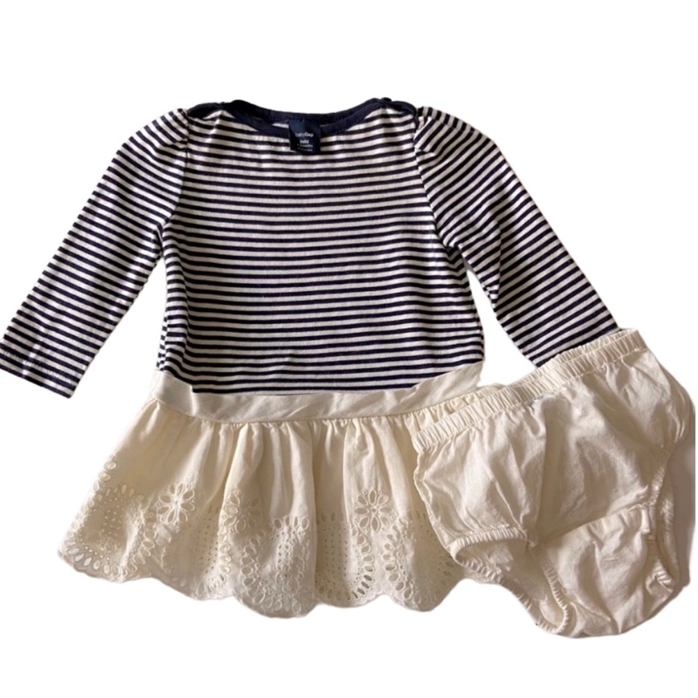 Baby Gap Striped dress w embroidered skirt 3-6mo